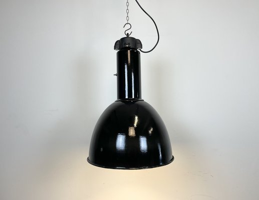 Industrial Bauhaus Black Enamel Pendant Lamp from Elektrosvit, 1930s-CGF-1233931