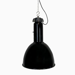 Industrial Bauhaus Black Enamel Pendant Lamp from Elektrosvit, 1930s-CGF-1233931