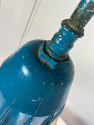 Industrial Bauhaus Factory Pendant Lamp in Blue Holophane Glass, 1920s-WZZ-1785432