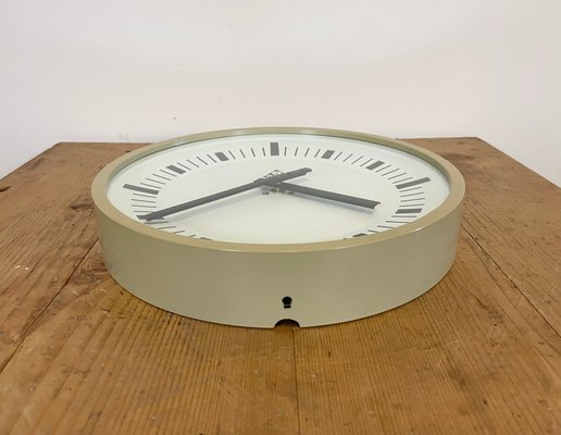 Industrial Beige Bakelite Wall Clock from Pragotron, 1970s-CGF-1057199