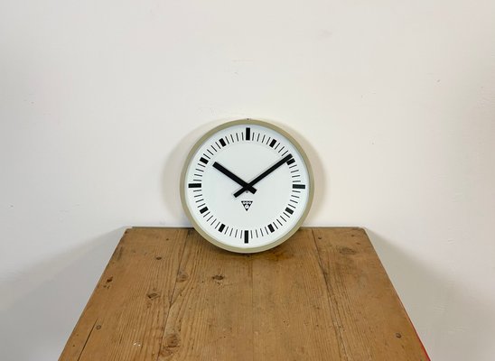 Industrial Beige Bakelite Wall Clock from Pragotron, 1970s-CGF-1057199