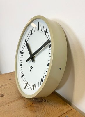 Industrial Beige Bakelite Wall Clock from Pragotron, 1970s-CGF-1057199