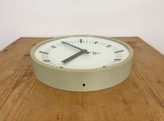 Industrial Beige Bakelite Wall Clock from Pragotron, 1970s-CGF-1057199