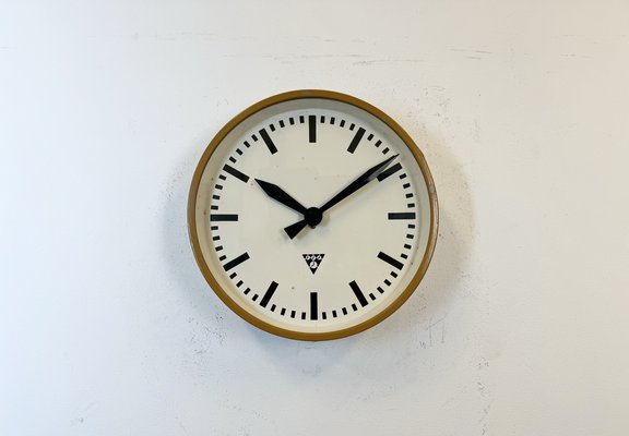 Industrial Beige Factory Wall Clock from Pragotron, 1960s-CGF-1767448