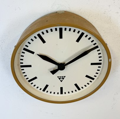 Industrial Beige Factory Wall Clock from Pragotron, 1960s-CGF-1767448