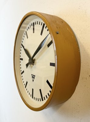 Industrial Beige Factory Wall Clock from Pragotron, 1960s-CGF-1767448