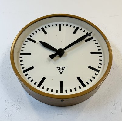 Industrial Beige Factory Wall Clock from Pragotron, 1960s-CGF-1767448