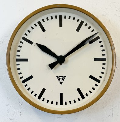 Industrial Beige Factory Wall Clock from Pragotron, 1960s-CGF-1767448