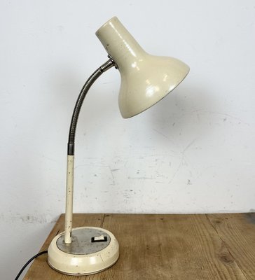 Industrial Beige Gooseneck Table Lamp from Polam, 1960s-CGF-1718323