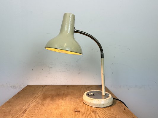 Industrial Beige Gooseneck Table Lamp from Polam, 1960s-CGF-1718323