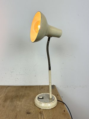 Industrial Beige Gooseneck Table Lamp from Polam, 1960s-CGF-1718323