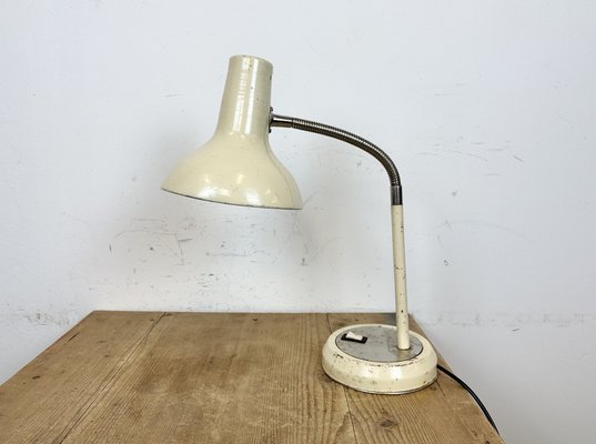 Industrial Beige Gooseneck Table Lamp from Polam, 1960s-CGF-1718323