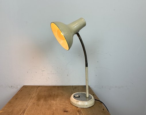 Industrial Beige Gooseneck Table Lamp from Polam, 1960s-CGF-1718323