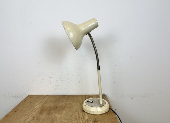 Industrial Beige Gooseneck Table Lamp from Polam, 1960s-CGF-1718323