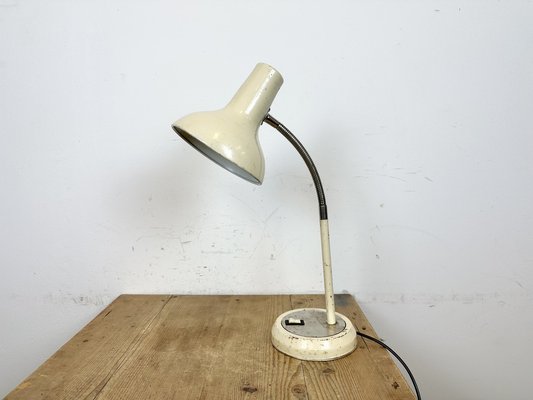 Industrial Beige Gooseneck Table Lamp from Polam, 1960s-CGF-1718323