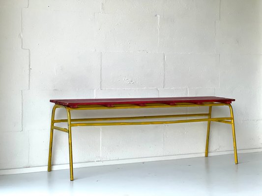 Industrial Bench in Metal and Pine, 1970s-ALG-1348997