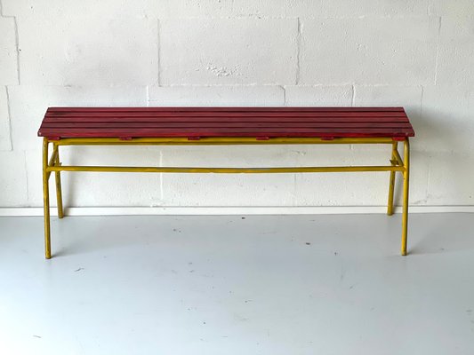 Industrial Bench in Metal and Pine, 1970s-ALG-1348997