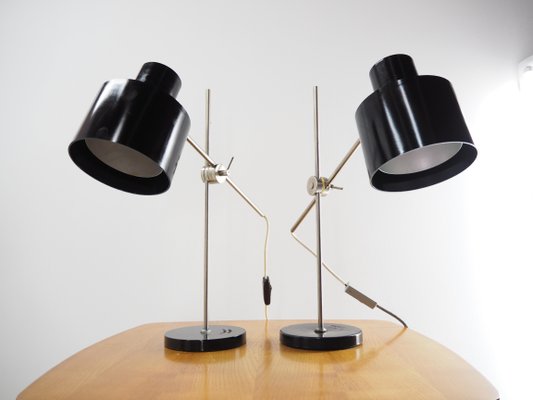 Industrial Black Bakelite Table Lamps, Czechoslovakia, 1970s, Set of 2-TZ-733829