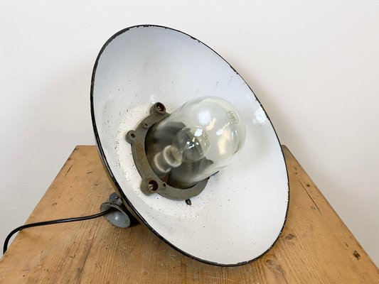 Industrial Black Enamel and Cast Iron Pendant Lamp, 1960s-CGF-868670