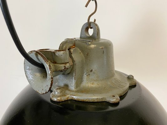 Industrial Black Enamel and Cast Iron Pendant Lamp, 1960s-CGF-868670