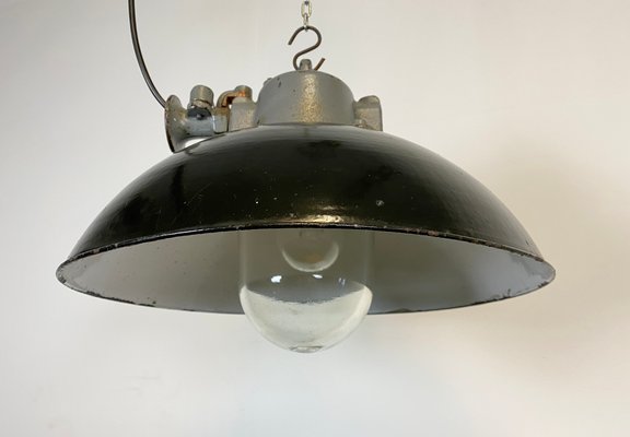 Industrial Black Enamel and Cast Iron Pendant Lamp, 1960s-CGF-868670