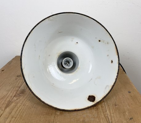 Industrial Black Enamel Factory Ceiling Lamp with Cast Iron Top, 1950s-CGF-1373673