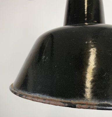 Industrial Black Enamel Factory Ceiling Lamp with Cast Iron Top, 1950s-CGF-1373673