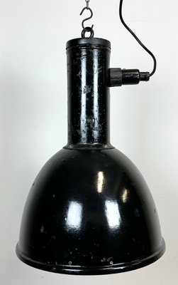 Industrial Black Enamel Factory Hanging Lamp, 1950s-CGF-1720930