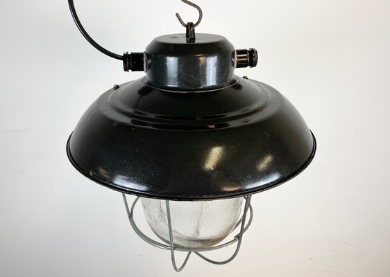 Industrial Black Enamel Factory Hanging Lamp from Elektrosvit, 1960s-CGF-1268345