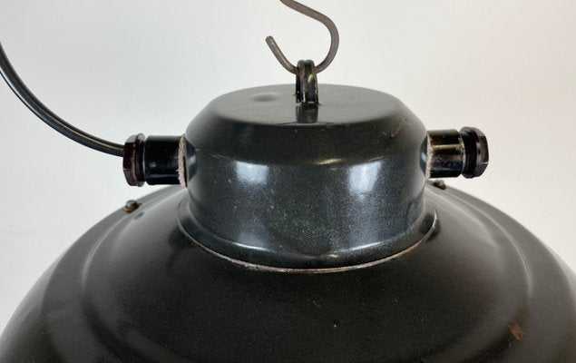 Industrial Black Enamel Factory Hanging Lamp from Elektrosvit, 1960s-CGF-1268345