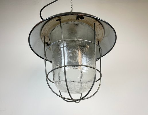 Industrial Black Enamel Factory Hanging Lamp from Elektrosvit, 1960s-CGF-1268345