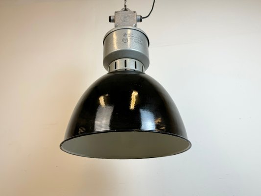 Industrial Black Enamel Factory Lamp from Elektrosvit, 1960s-CGF-1785026