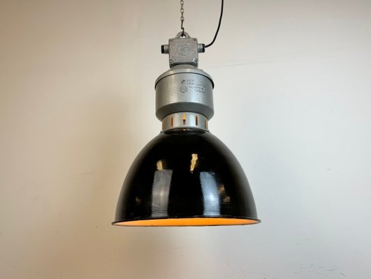 Industrial Black Enamel Factory Lamp from Elektrosvit, 1960s-CGF-1785026