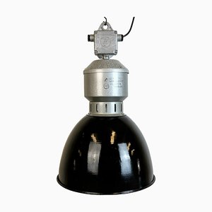 Industrial Black Enamel Factory Lamp from Elektrosvit, 1960s-CGF-1785026