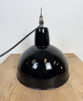 Industrial Black Enamel Factory Lamp with Cast Iron Top, 1950s-CGF-2043734