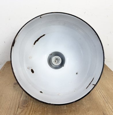 Industrial Black Enamel Factory Lamp with Cast Iron Top, 1950s-CGF-2043734