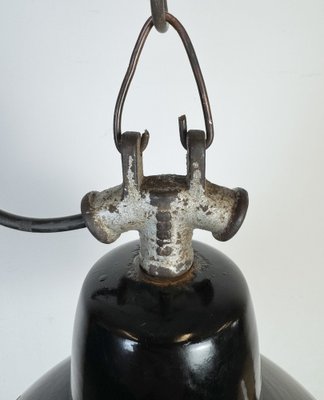 Industrial Black Enamel Factory Lamp with Cast Iron Top, 1950s-CGF-2043734