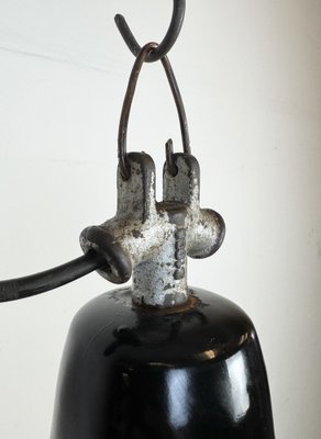 Industrial Black Enamel Factory Lamp with Cast Iron Top, 1950s-CGF-2043734