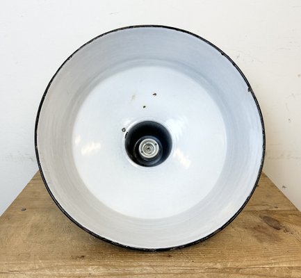 Industrial Black Enamel Factory Lamp with Cast Iron Top from Elektrosvit, 1950s-CGF-1746397