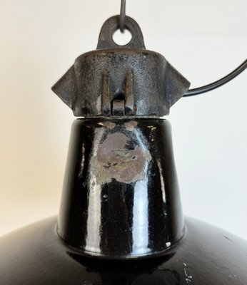 Industrial Black Enamel Factory Lamp with Cast Iron Top from Elektrosvit, 1950s-CGF-1785066