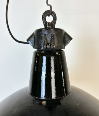 Industrial Black Enamel Factory Lamp with Cast Iron Top from Elektrosvit, 1950s-CGF-1746397