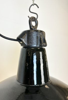 Industrial Black Enamel Factory Lamp with Cast Iron Top from Elektrosvit, 1950s-CGF-1746397