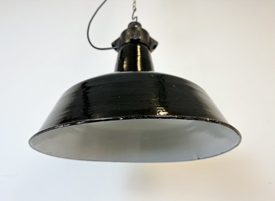 Industrial Black Enamel Factory Lamp with Cast Iron Top from Elektrosvit, 1950s-CGF-1746397