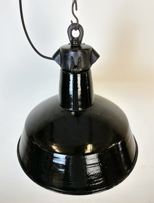 Industrial Black Enamel Factory Lamp with Cast Iron Top from Elektrosvit, 1950s-CGF-1746397