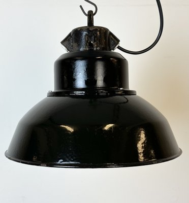 Industrial Black Enamel Factory Lamp with Cast Iron Top from Elektrosvit, 1960s-CGF-1746433