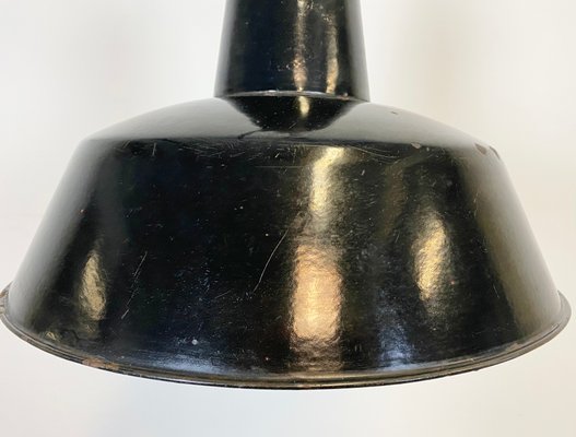 Industrial Black Enamel Factory Pendant Lamp, 1930s-CGF-873754