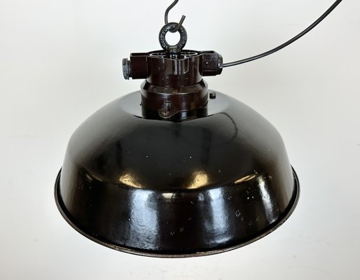 Industrial Black Enamel Factory Pendant Lamp, 1950s-CGF-1703673