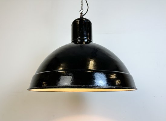 Industrial Black Enamel Factory Pendant Lamp, 1950s-CGF-1731834