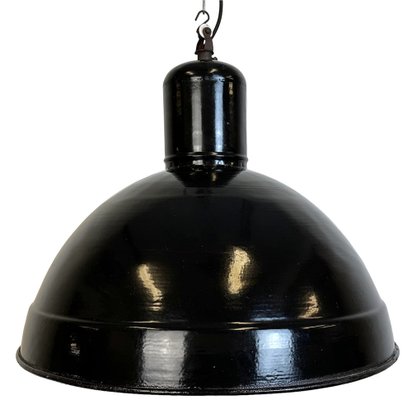 Industrial Black Enamel Factory Pendant Lamp, 1950s-CGF-1731834