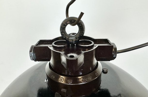 Industrial Black Enamel Factory Pendant Lamp, 1950s-CGF-1703673